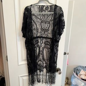 Lace coverup with fringe NWOT